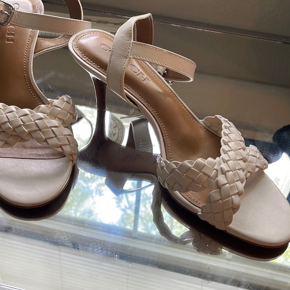 Coach white leather heels